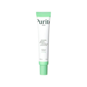 Unscented Purito Wonder Releaf Centella Eye Cream jar with a clean, minimalist design, highlighting the skincare product's branding and packaging