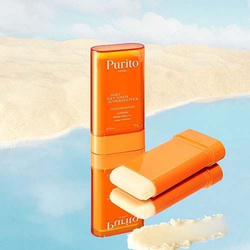 SELENAIRE Purito Daily Soft Touch Sunscreen Stick, portable skincare product with smooth, soft-touch applicator for sun protection.