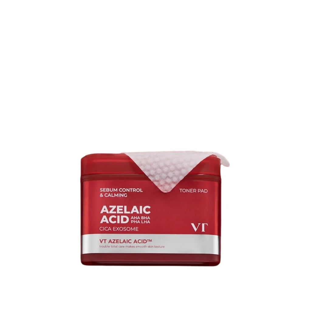 VT Cosmetics AZ Care Toner Pad by SELENAIRE, showing a close-up of the toner pad with packaging and product details.