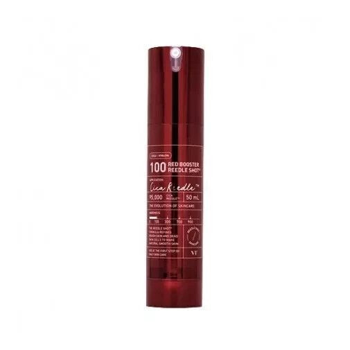 VT Cosmetics Red Booster Reedle Shot 300 bottle with red and white packaging on a plain background.