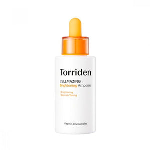 Torriden Cellmazing VITA C Brightening Ampoule by SELENAIRE, featuring a sleek bottle with brightening skincare formula.