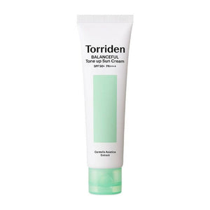 Torriden Balanceful Cica Tone Up Sun Cream by SELENAIRE in a tube with SPF protection and light texture, ideal for skincare.