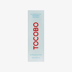 Selenaire Tocobo Bio Watery Sun Cream SPF 50 in a sleek tube, with a light, hydrating formula for sun protection.