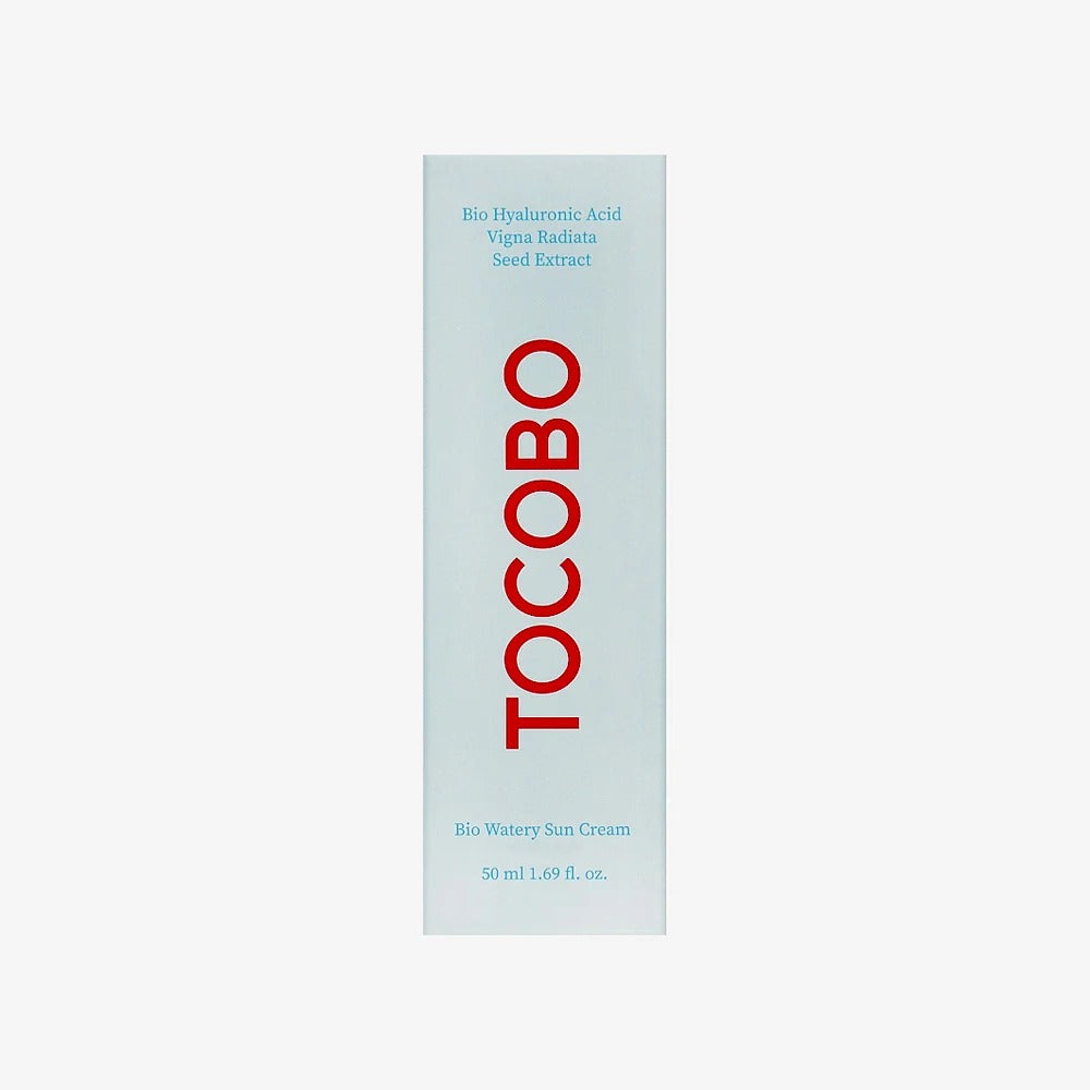 Selenaire Tocobo Bio Watery Sun Cream SPF 50 in a sleek tube, with a light, hydrating formula for sun protection.
