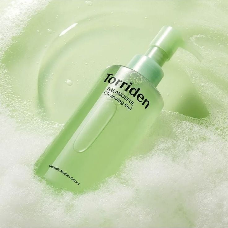 Selenaire Torriden Balanceful Cica Cleansing Gel in a clear tube with a white cap, showcasing the gentle skincare product.