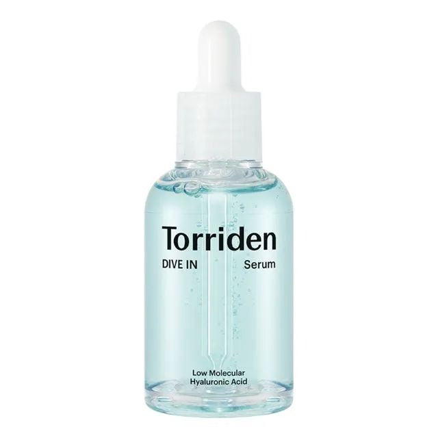 Selenaire Torriden Dive In Hyaluronic Acid Serum in a clear dropper bottle, showcasing the lightweight, hydrating serum for glowing skin.