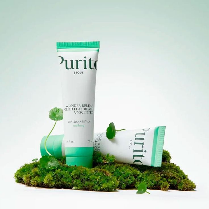 Unscented Purito Wonder Releaf Centella Cream in a clean jar, featuring a smooth, lightweight texture ideal for soothing skincare.