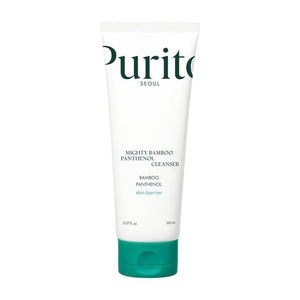 Purito Mighty Bamboo Panthenol Cleanser in a white tube with green accents, suitable for gentle facial cleansing.