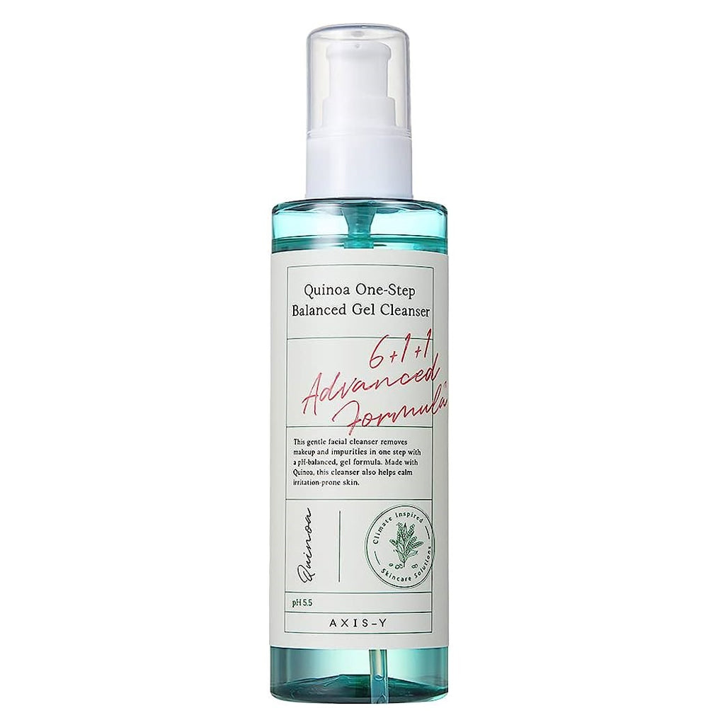 Selenaire AXIS-Y Quinoa One Step Balanced Gel Cleanser tube with label and cap, showing the product's packaging and branding.