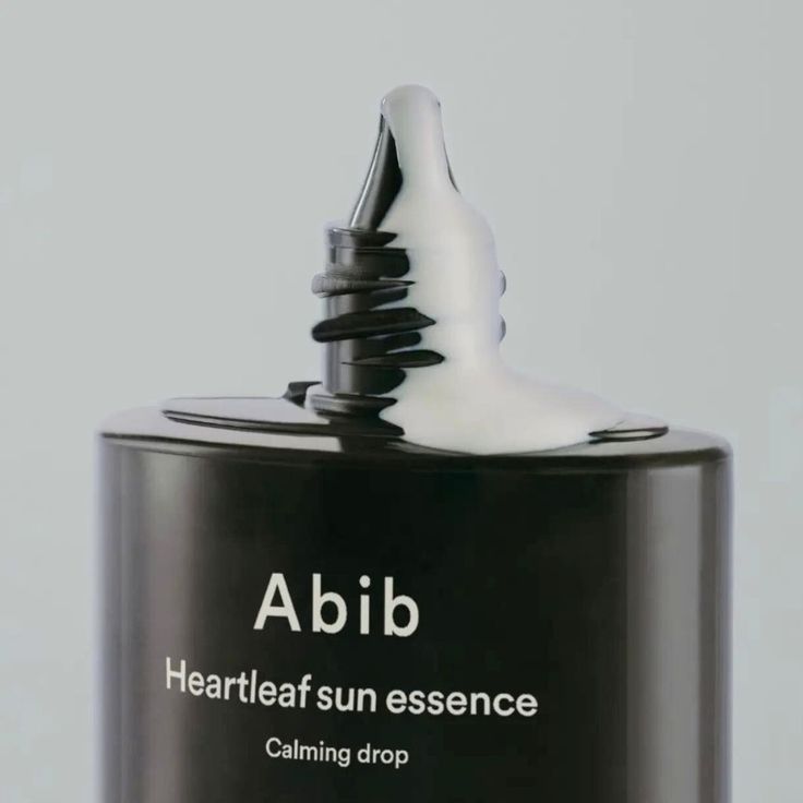 Abib Heartleaf Sun Essence Calming Drop in a clear dropper bottle, highlighting the soothing serum for sensitive skin.